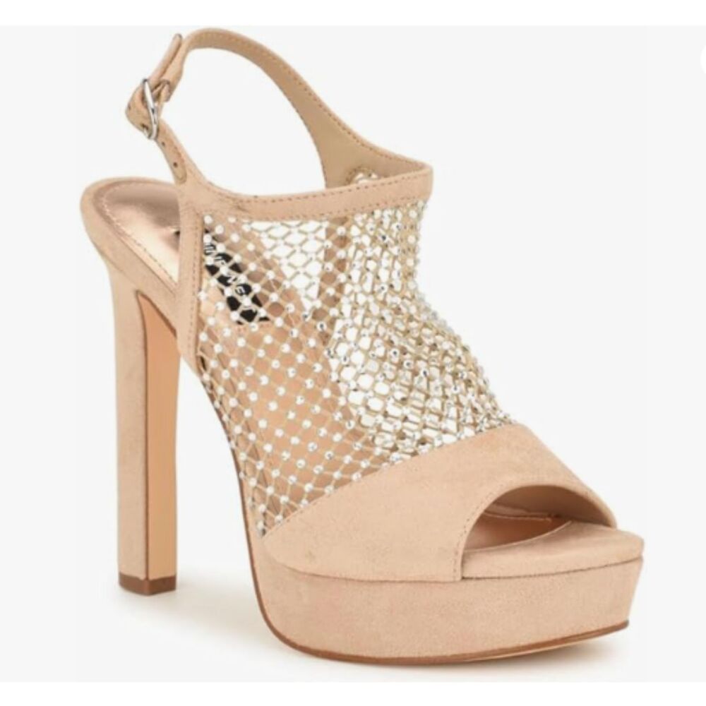 EUC Nine West Womens Wohmah Peep Toe Platform Sandal Sz 6M